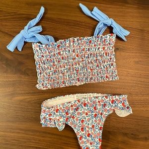 Minnow Swim Americana Floral Smocked Bikini